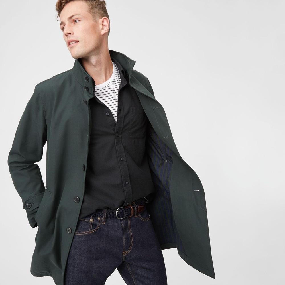 Club Monaco | Green Cotton Mac Trench Coat XL